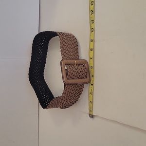 NWOT Taupe Leather Woven Belt, Size M